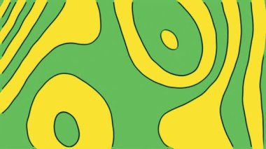 Psikedelik soyut döngü canlandırma arkaplanı yeşil ve sarı renklerin çerçeve biçimi