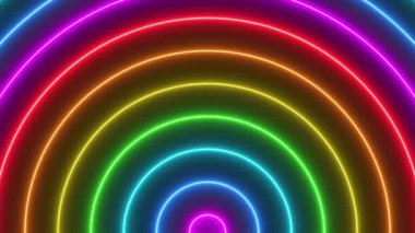 Siyah arkaplanda bir neon ışık gökkuşağının canlandırılmış arkaplanı