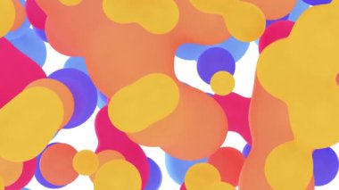 3D Animasyon - Sıvı topların harmanlanmış halkalı soyut renkli arkaplanı