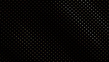 Siyah zemin üzerindeki altın noktaların zarif geometrik desenlerinin 3 boyutlu çizimi. Tatil dekorasyonları ve lüks tasarımlar için mükemmel..