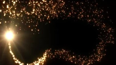 Siyah arkaplanda altın parçacıklardan oluşan kuyruğu olan parlak bir Noel yıldızının döngü animasyonu.