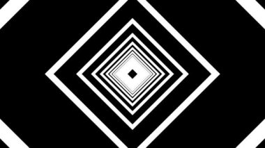 3B Döngü Animasyonu - Siyah Arkaplanda Beyaz Karelerin Geometrik Tüneli