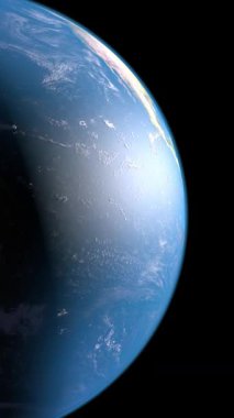 3D animasyon: Dünya gezegeni siyah arkaplan ve dikey bileşim üzerinde döngü içinde dönüyor