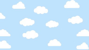 Çizgi film Bulutları Animasyon Beyaz Bulutlar Parlak Mavi Gökyüzünde Sola Dönüşüyor