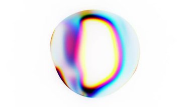 3D Animasyon - Renkli Yansımaları olan deforme olmuş Şeffaf Soyut Küre, Beyaz Arkaplanda Döngülenmiş