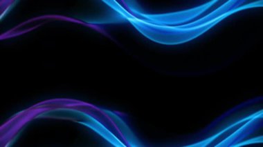 Neon Mavi Işık Dalgaları Siyah Arkaplanda Kusursuz Döngü