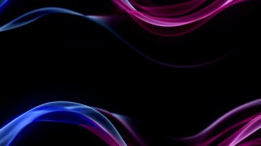 Neon Mavisi ve Pembe Işık Dalgaları Siyah Arkaplanda Kusursuz Döngü