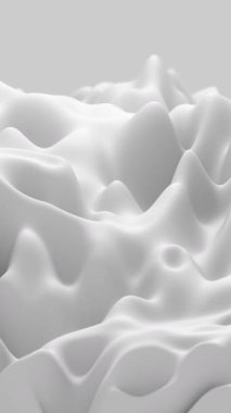 Beyaz ve Açık Gri Düşey Kompozisyonda Yumuşak Soyut Arazinin 3B Animasyonu