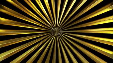 Kalın Geometrik Estetik ile dönen Radyal Altın Işınların 3B Soyut Arkaplanı Döndürülüyor