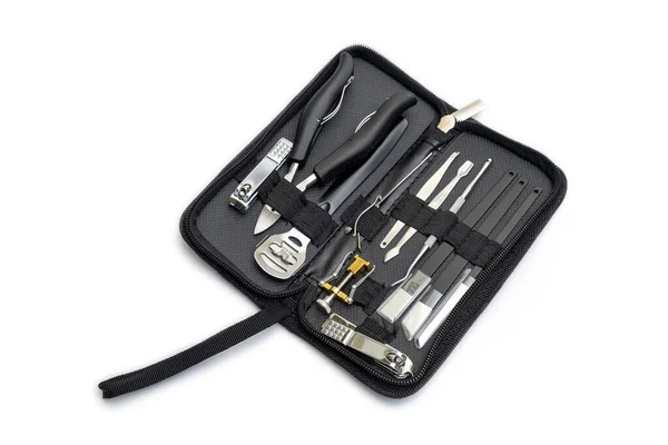 Professionelle Maniküre Werkzeuge Und Geräte Der Tasche Auf Isolated Weißem — Stockfoto