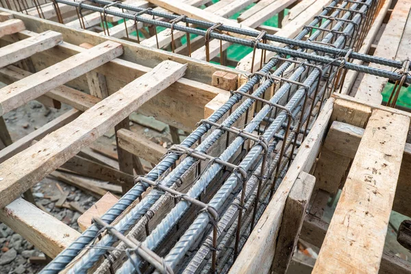 Steel Reinforcement Bars Construction Site Prepared Purpose Reinforcing Concrete Steel — Stock Photo, Image