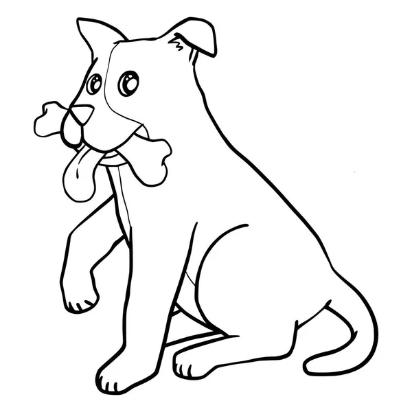 Cute Cartoon Style Dog Dla Dzieci Kolorowanki Izolowanym Białym Tle — Wektor stockowy