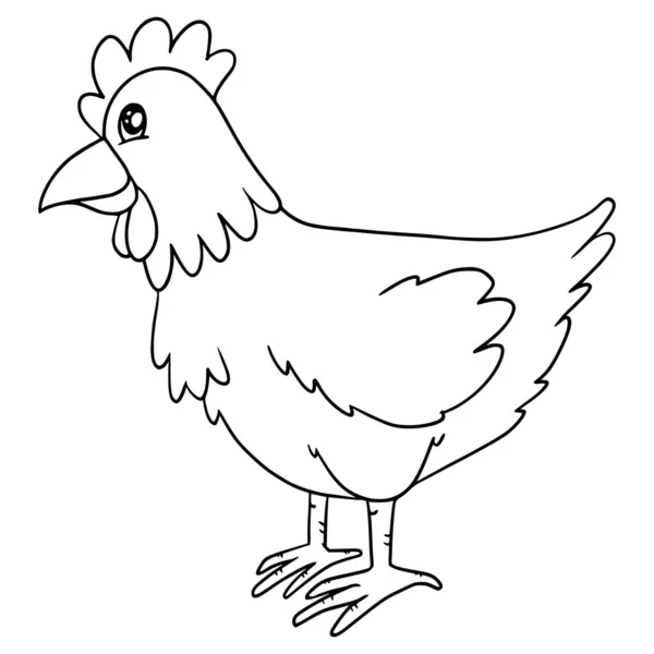 Söt Tecknad Stil Kyckling För Barn Målarbok Isolated Vit Bakgrund — Stock vektor