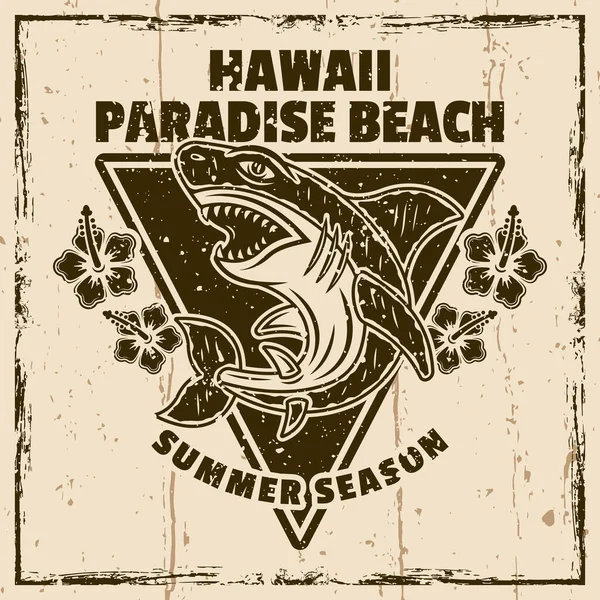 Hawaii Surfparadies Strand Vektor Vintage Emblem Etikett Abzeichen Oder Logo — Stockvektor