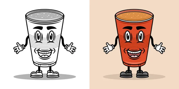 Пивна Пластикова Чашка Посміхається Мультиплікаційному Персонажу Руками Ногами Векторна Ілюстрація — стоковий вектор