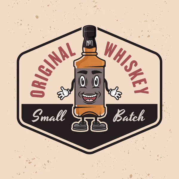 Whiskey Lächelnd Flaschenvektor Farbiges Emblem Abzeichen Etikett Oder Logo Auf — Stockvektor