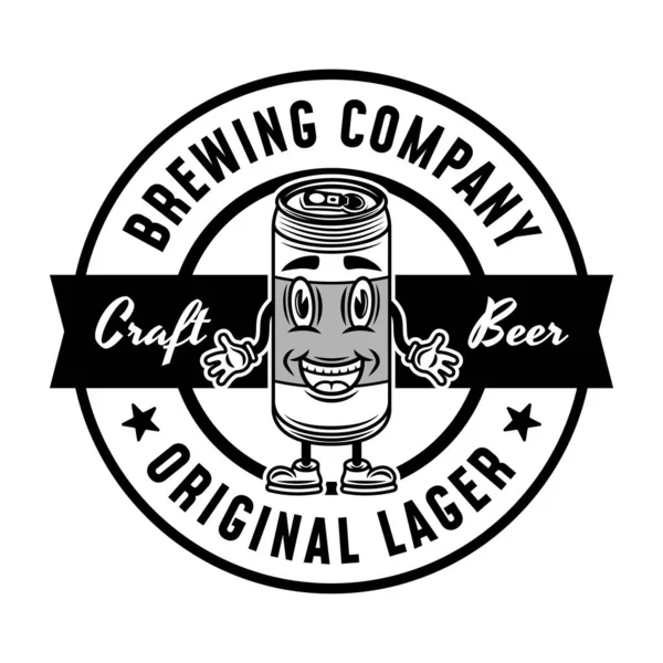 Brewery Company Vector Monochrome Emblem Badge Label Logo Beer 흰색에서 — 스톡 벡터