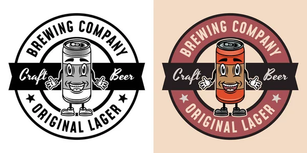 Brouwerij Bedrijf Vector Ronde Embleem Badge Label Logo Met Bier — Stockvector
