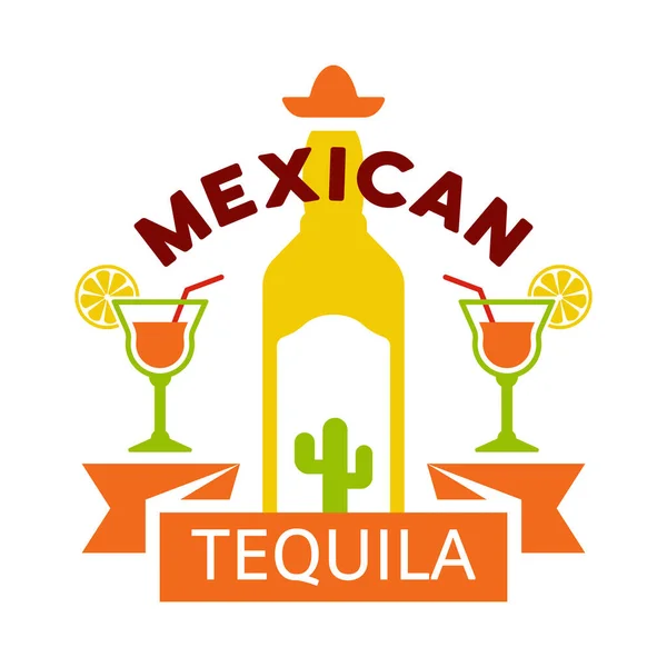 Mexikói Élelmiszer Címke Embléma Jelvény Vagy Logó Vektor Színes Illusztráció — Stock Vector