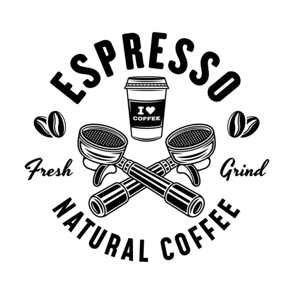 Espresso Kahve Vektörü Amblemi Logo Rozet Beyaz Üzerine Izole Edilmiş — Stok Vektör