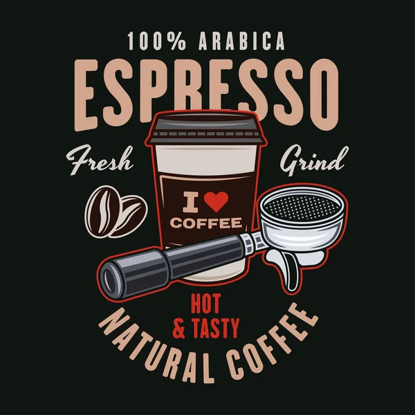 Espresso Kahve Vektörü Amblemi Logo Rozet Iskele Filtresi Kahve Kağıdı — Stok Vektör