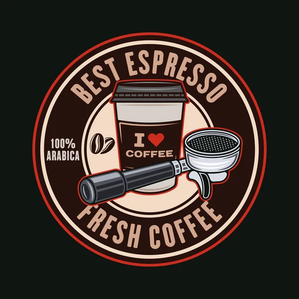 Espresso Kaffevektor Rundt Emblem Logo Merke Eller Etikett Illustrasjon Fargerik – stockvektor