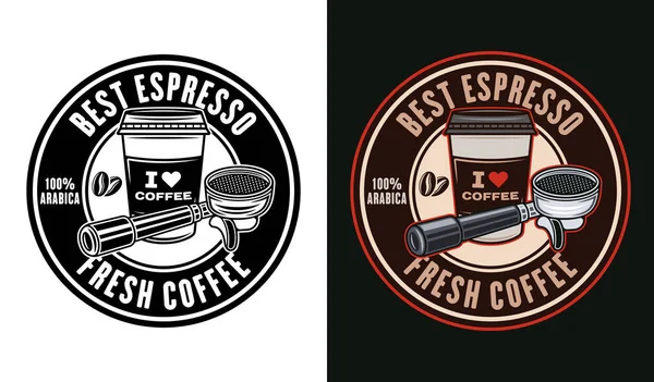 Espresso Coffee Vector Emblem Logo Badge Label Two Styles Black — Stock Vector