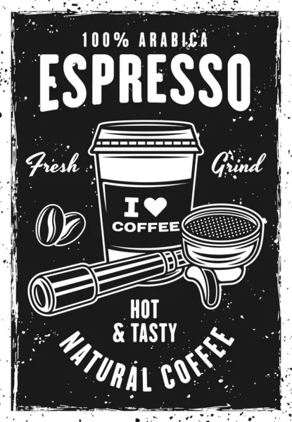 Portafinter Kahve Kağıdı Vektör Illüstrasyonlu Espresso Kahve Rengi Siyah Poster — Stok Vektör