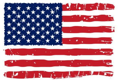 Amerikan bayrağı grunge desenleriyle çizilmiş vektör illüstrasyonunu renkli bir şekilde