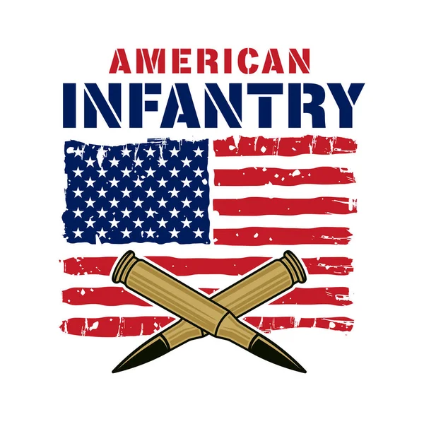 Força Especial Infantaria Americana Ilustração Vetorial Estilo Colorido Com Bandeira — Vetor de Stock
