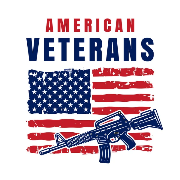 Ilustração Vetorial Veteranos Americanos Estilo Colorido Com Bandeira Dos Eua — Vetor de Stock