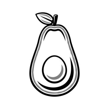 Klasik monokrom biçiminde Avokado vektör illüstrasyonuName