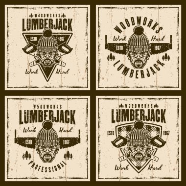 Kereste seti vektör vintage amblemleri, etiketler, rozetler veya desenli baskılar