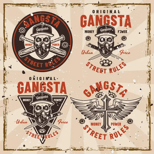 Eski tarz vektör amblem, etiket, rozet ya da parmak izi çetesi. Çıkarılabilir dokularla arka planda canlandırma