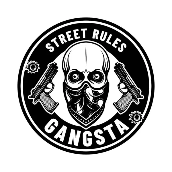 Gangster Vektör Amblemi Tek Renk Şeklinde Resim Beyaza Izole Edildi — Stok Vektör