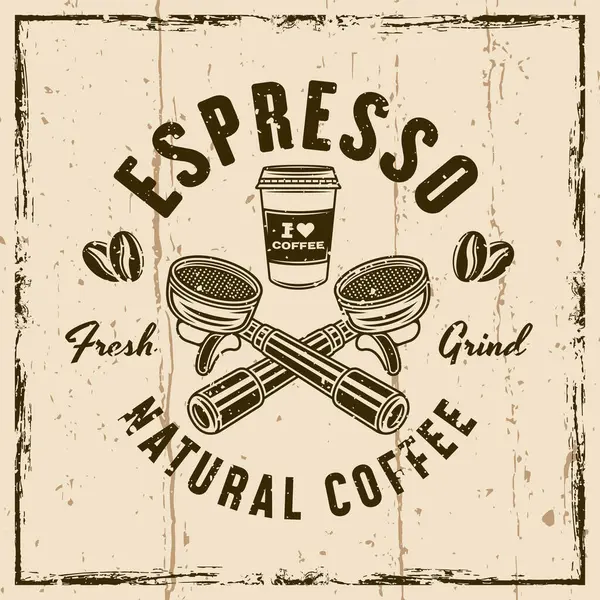 Espresso Coffee Vector Emblem Logo Badge Label Portafilters Illustration Background — Stock Vector