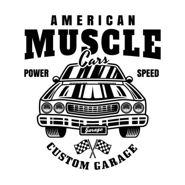 Beyaz üzerine izole edilmiş tek renkli araba vektör amblemi, etiket, rozet veya yazdırma