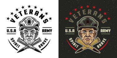 Amerikalı gaziler, asker kafası ve iki çapraz mermiyi beyaz ve renkte siyah olarak işaretlediler.