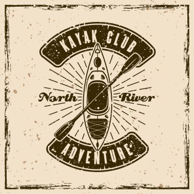 Arka planda eski tarz kano vektörü amblemi dokusu ve çizikleri ile