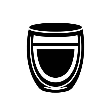 Espresso kahve fincanı silueti vektör illüstrasyonunu beyaz üzerine siyah tarzda