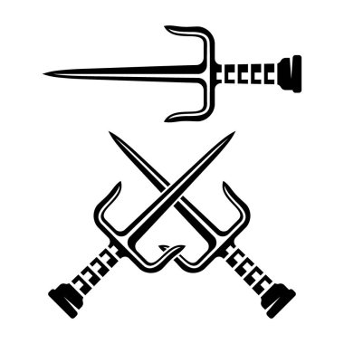 Sai bıçakları, ninja silahı vektör siyah nesneler beyaz üzerine izole