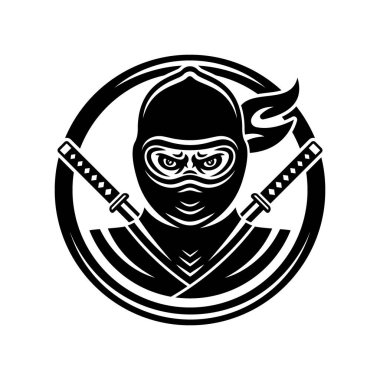 Ninja vector style black illustration on white clipart