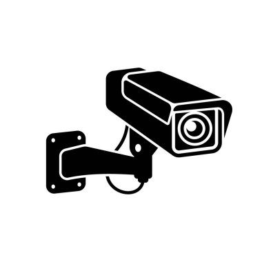 Güvenlik kamerası, CCTV Siyah simge simgesi simgesi beyaz üzerine izole edilmiş