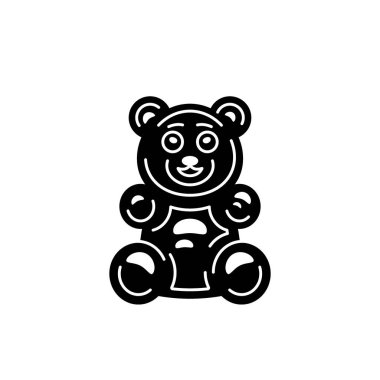 Jelibon ayı vektörü siyah resim beyaza izole edildi