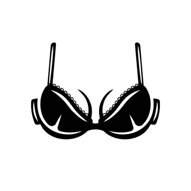 Kadınlar sütyen vektörü siyah nesne silueti beyaz üzerine minimalist simge