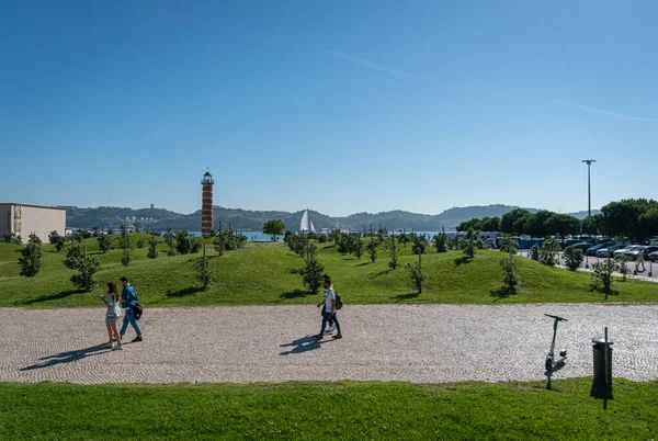Veduta Del Lungomare Del Faro Belem Nella Città Lisbona Portogallo — Foto Stock
