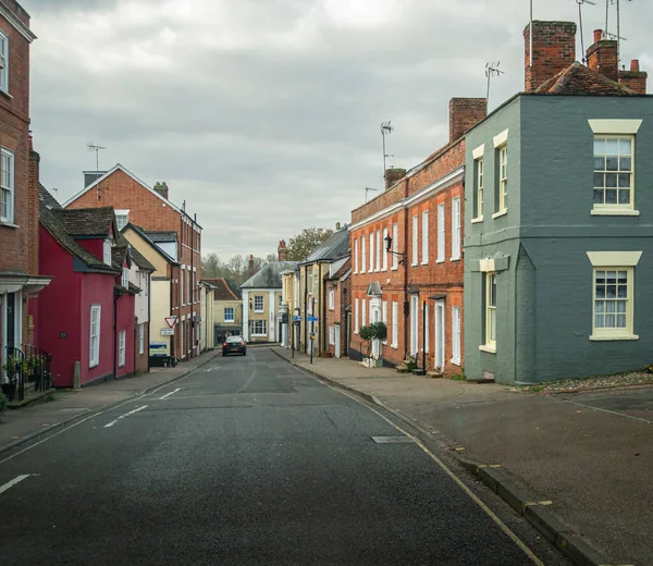 Street View Colorful Buildings Ancient Town Saffron Walden Essex — Stock Photo, Image