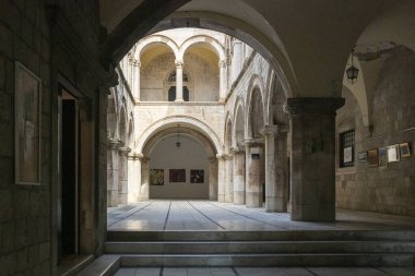 Sponza Palace courtyard in the Old City of Dubrovnik, Croatia