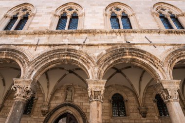 Ancient building facade in the Old City of Dubrovnik, Croatia