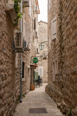Narrow street in the Old Town of Budva, Montenegro
